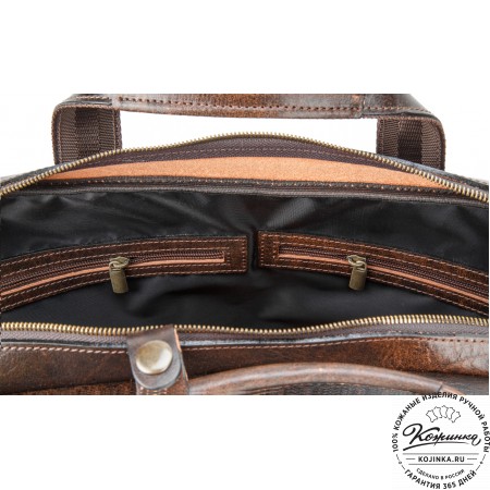 Кожаная мужская сумка-рюкзак "Генри" (коричневый эксклюзив)